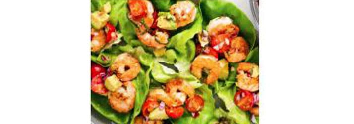 Basil Avocado Shrimp Salad Wraps & Sweet Potato Chips