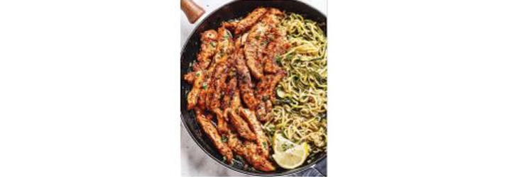 Taco Chicken Tenders With Lemon Garlic Butter Zucchini Noodles