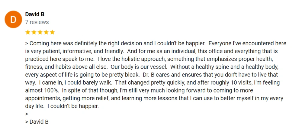 Chiropractic Garden City NY Testimonial